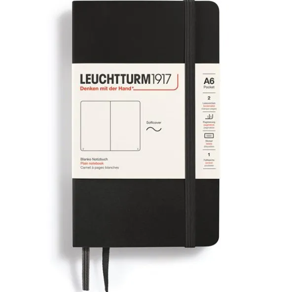 Anteckningsbok Leuchtturm1917 Soft A6 svart olinjerad