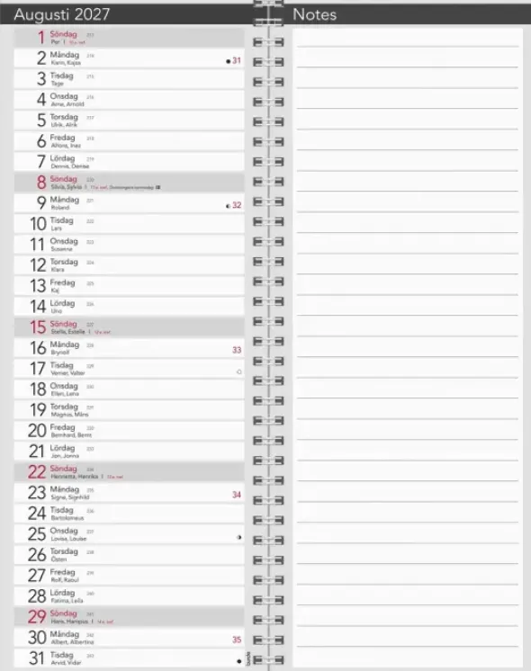 Bordskalender Elegant med spiral 2027