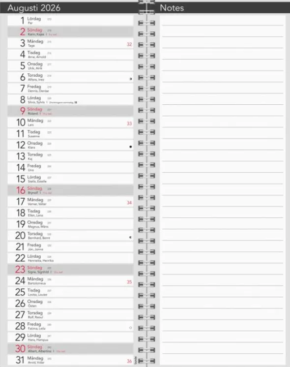 Bordskalender 2026 Elegant med spiral