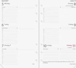 Burde Regent Systemkalender svart konstläder 2027
