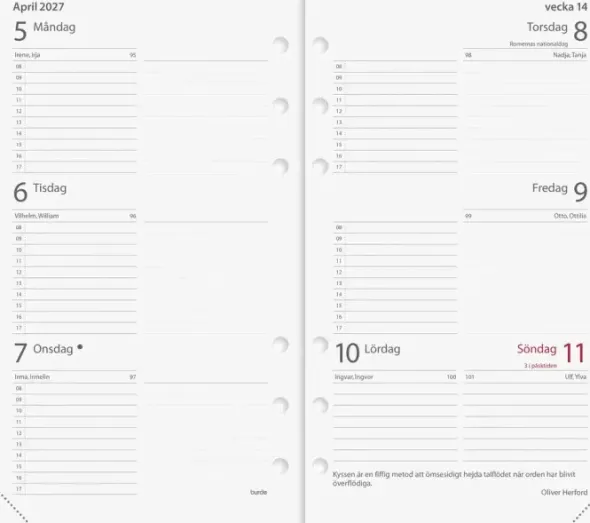Burde Regent Systemkalender svart konstläder 2027