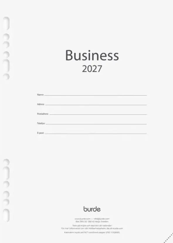 Business kalendersats 2027 (Hålad)