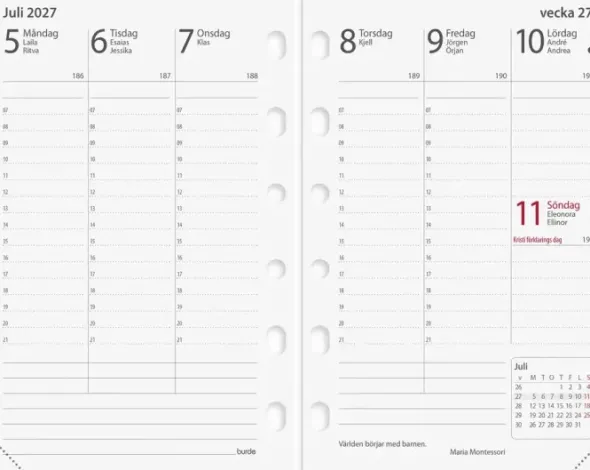 Compact Systemkalender svart konstläder 2027