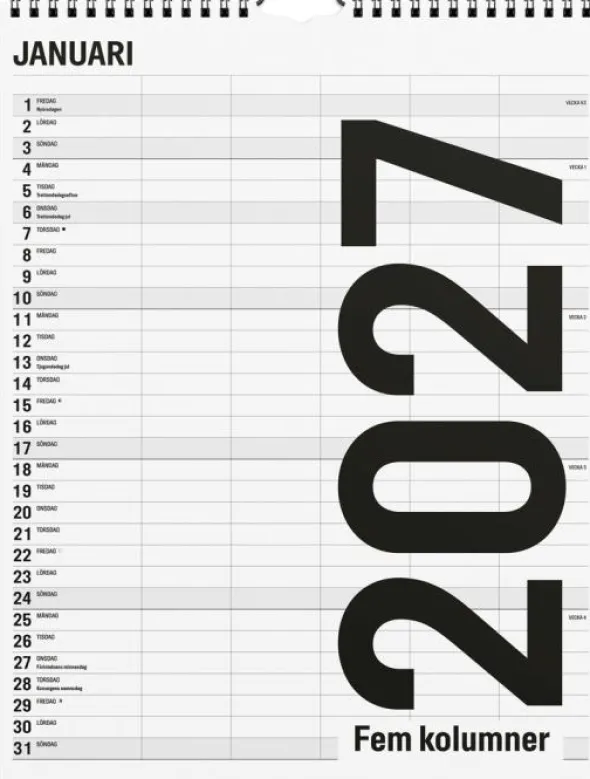 Familjekalender Black and White 2027