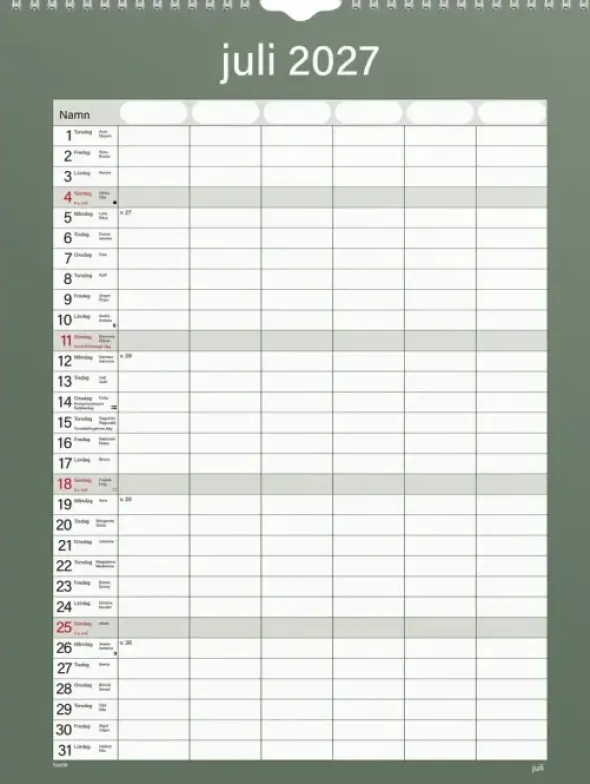 Familjekalender Praktisk 2027