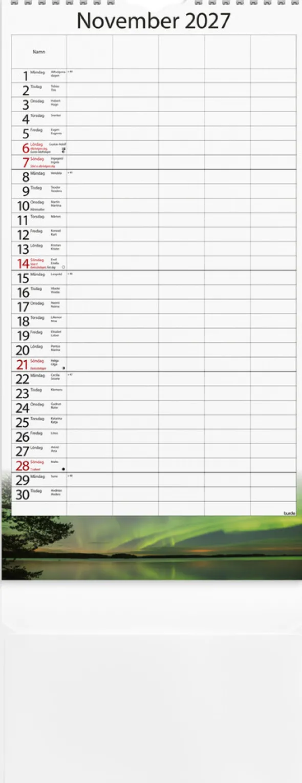 Familjekalender Årstider 2027