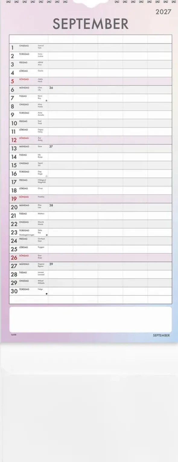 Familjekalender Tydlig 2027