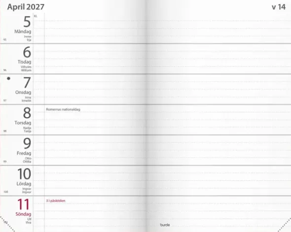 Fickagenda rött konstläder 2027