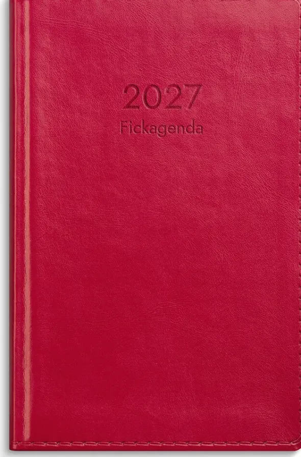 Fickagenda rött konstläder 2027