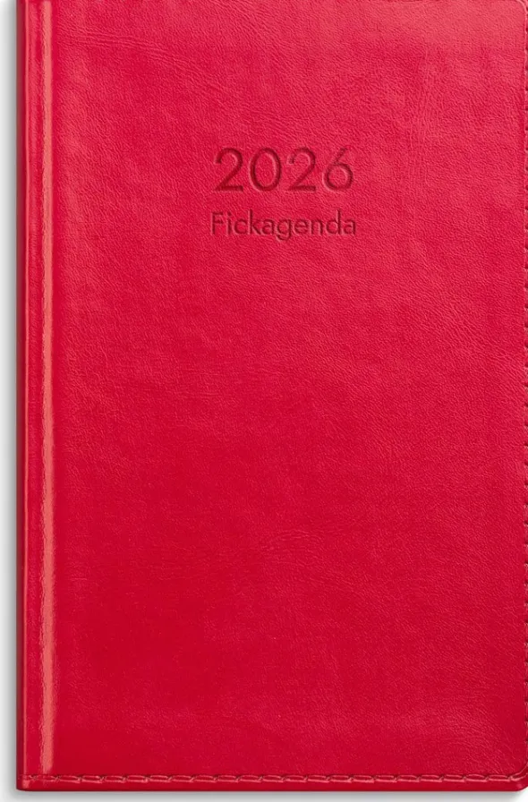 Fickagenda rött konstläder 2026