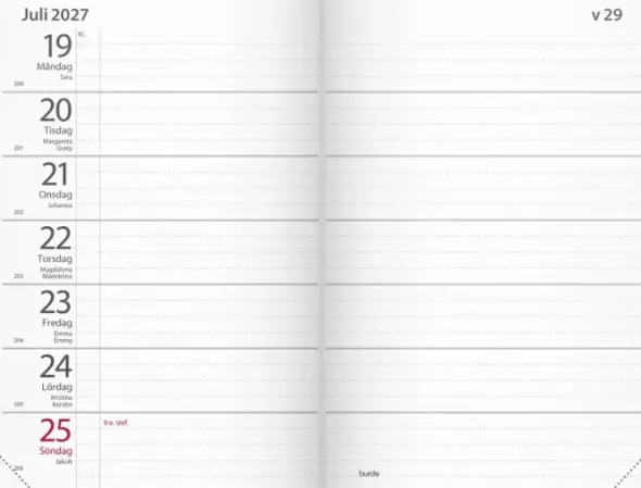 Fickagenda svart konstläder 2027