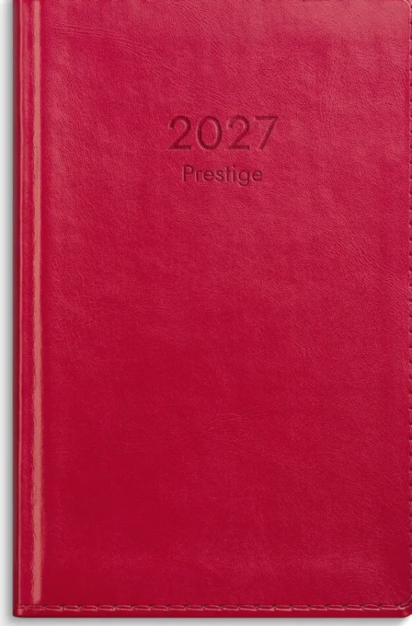 Fickkalender Prestige rött konstläder 2027