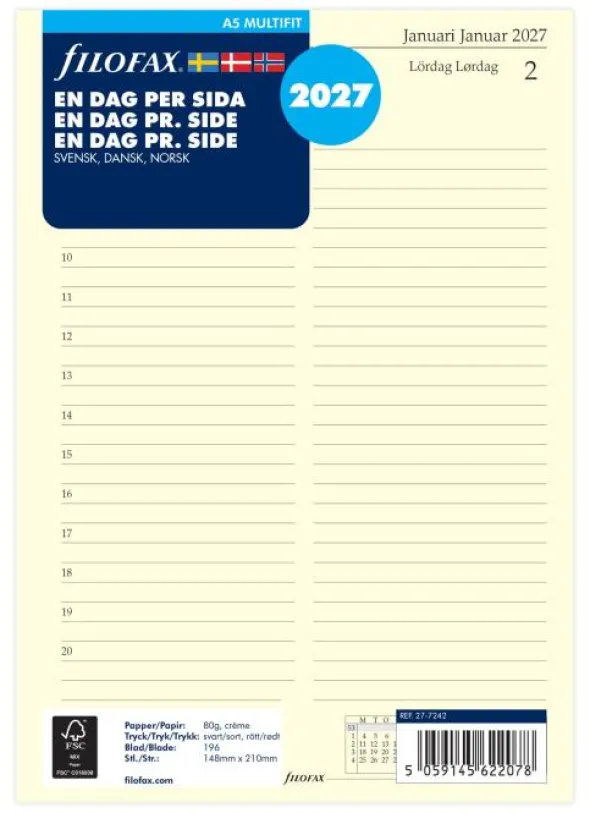 Filofax Dagbok A5 D/S 2027 (14,8x21cm)