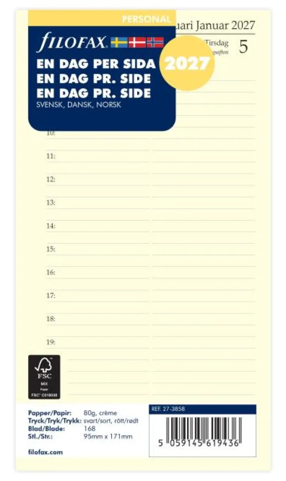 Filofax Dagbok Personal D/S 2027 (9,5x17,1cm)