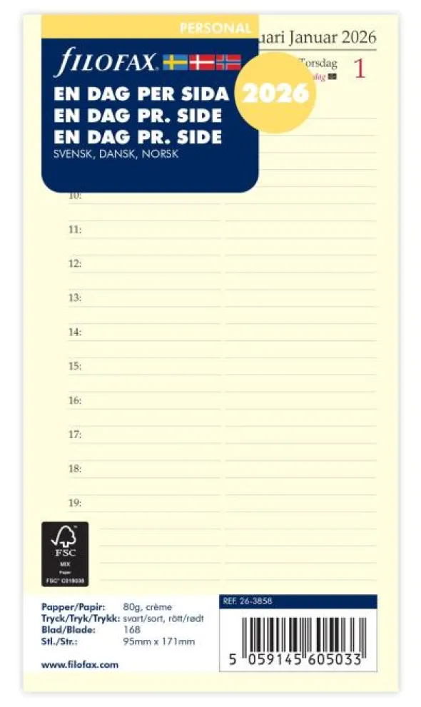 Filofax Dagbok Personal D/S 2026 (9,5x17,1cm)