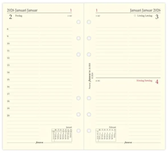 Filofax Dagbok Personal D/S 2026 (9,5x17,1cm)