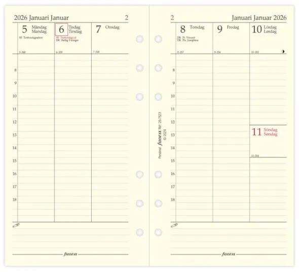 Filofax Dagbok Personal Vertikal V/U 2026 (9,5x17,1cm)