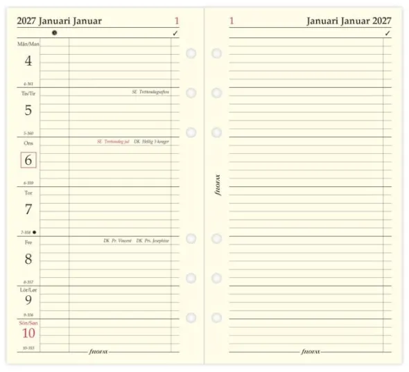 Filofax dagbok Personal V+N/U 2027 Svensk/Dansk (9,5x17,1cm)