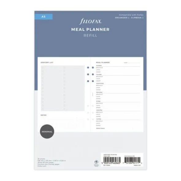 Filofax Måltidsplanner A5 Refill (14,8x21cm)