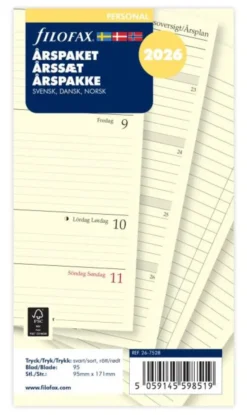 Filofax Årspaket Personal 2026 (9,5x17,1cm)