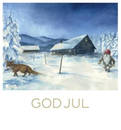 Julkort Cancerfonden 10-pack Tomte & räv/Tomte vid husgavel