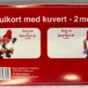 Julkort, enkla med kuvert 10-pack Tomte med paket bakom ryggen