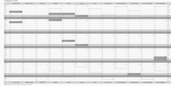 Kalenderblad Årsplan 2026 5-pack