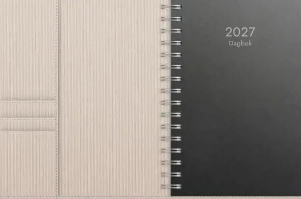Kalender Dagbok beige konstläder 2027
