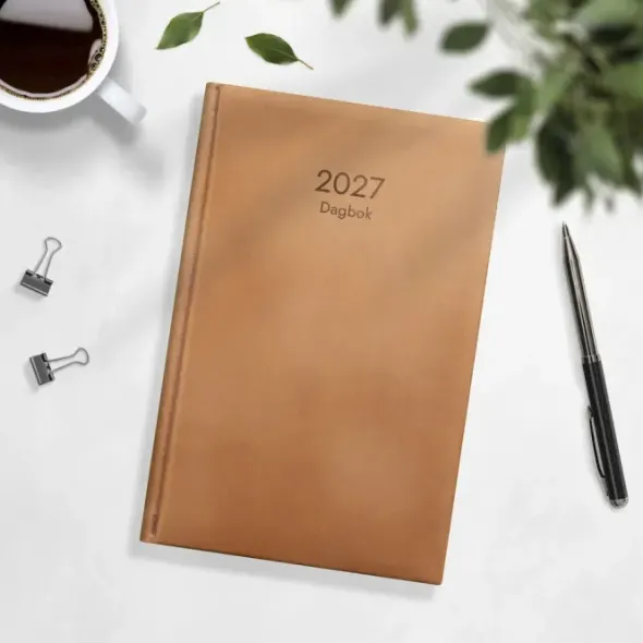 Kalender Dagbok cognac konstläder 2027