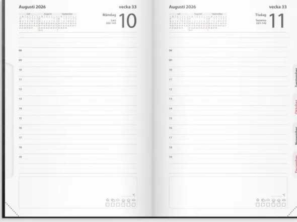 Kalender Dagbok svart konstläder 2026