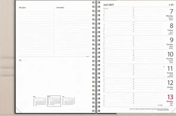 Kalender Diplomat beige konstläder Tora 2027