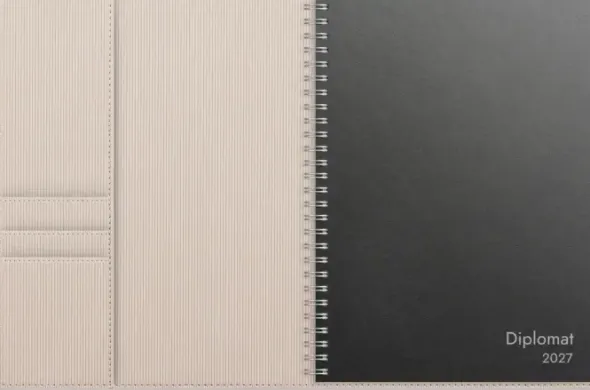 Kalender Diplomat beige konstläder Tora 2027