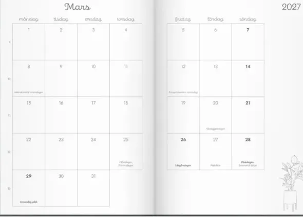 Kalender 2027 Doodle inbunden