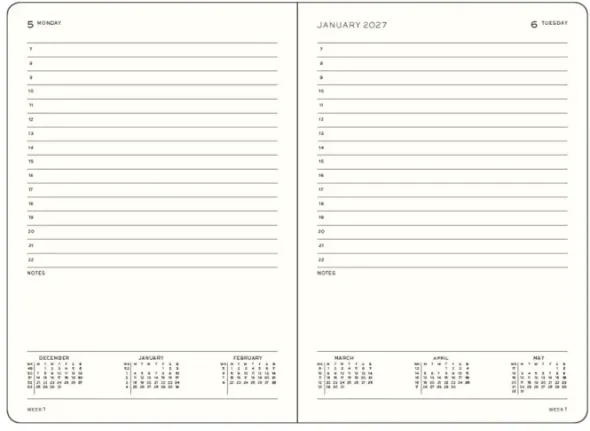 Kalender Leuchtturm1917 A5 Dag/Sida Dusty Rose 2027