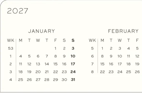 Kalender Leuchtturm1917 A5 Dag/Sida Dusty Rose 2027