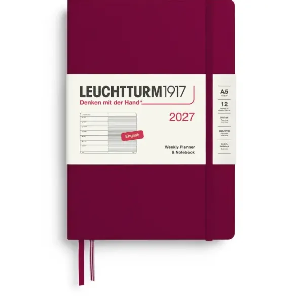 Kalender Leuchtturm1917 A5 vecka/notes Port Red 2027