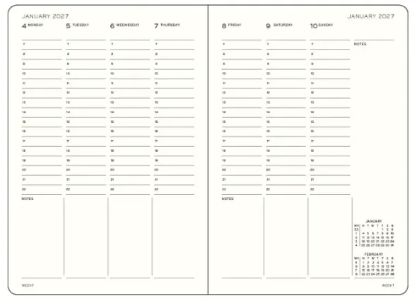 Kalender Leuchtturm1917 A4+ vecka/uppslag vertikal Black 2027