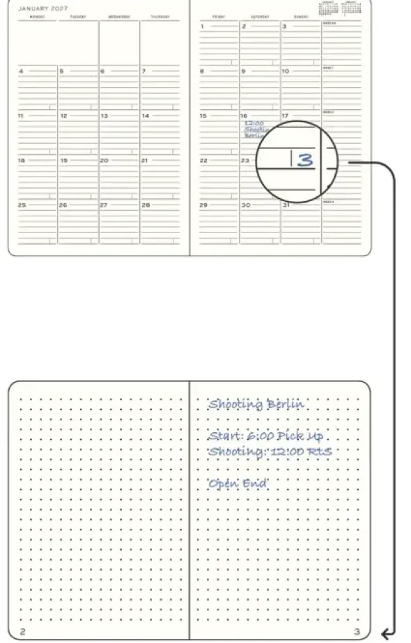 Kalender Leuchtturm1917 B5 Soft Månad/Uppslag 16m Black 2027