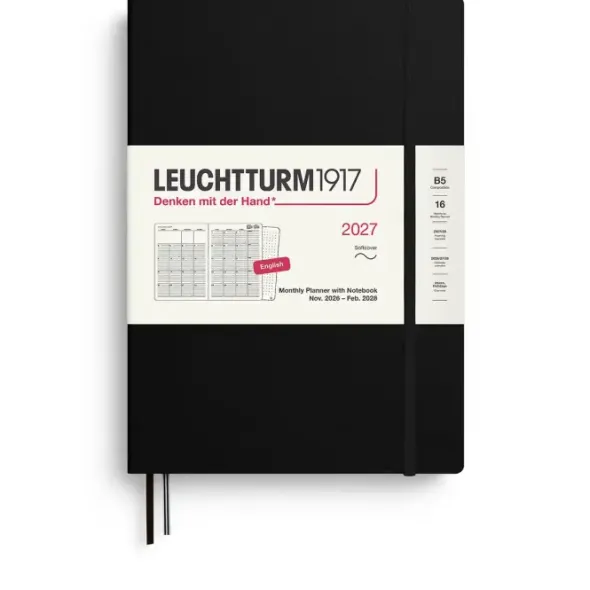 Kalender Leuchtturm1917 B5 Soft Månad/Uppslag 16m Black 2027