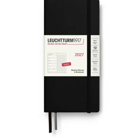 Kalender Leuchtturm1917 vecka/notes Dotted Wallet Hard Black 2027