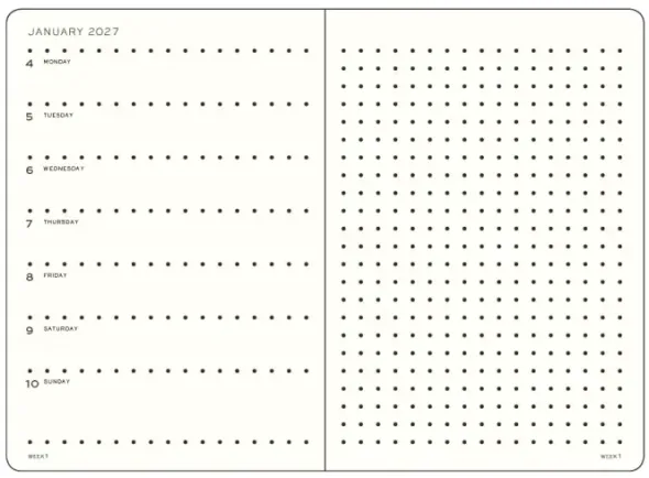 Kalender Leuchtturm1917 vecka/notes Dotted Wallet Hard Black 2027