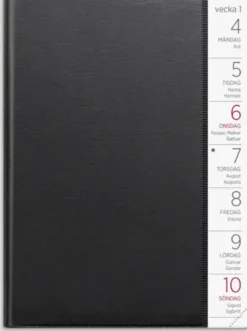 Kalender Liten veckokalender svart plast 2027