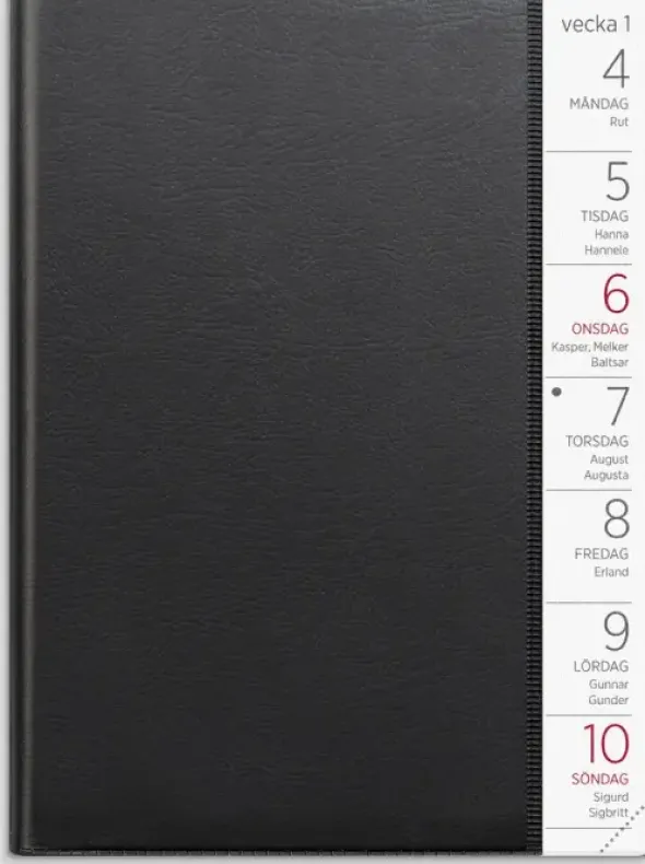 Kalender Liten veckokalender svart plast 2027