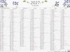 Kalender 14-månaders väggblad 2027