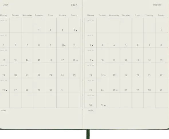 Kalender Moleskine Daily Hard Pocket Myrtle Green 2027