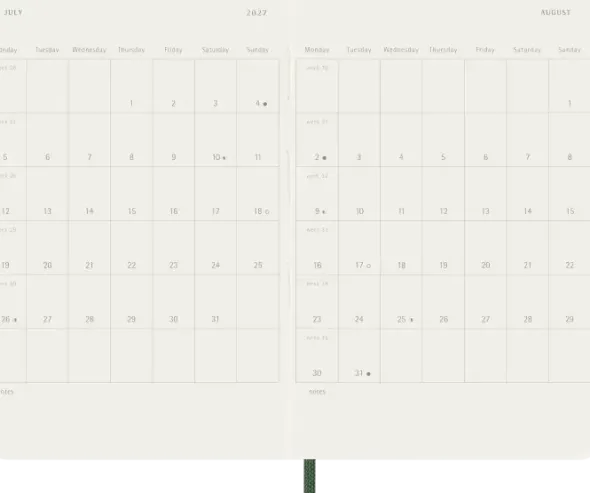Kalender Moleskine Daily Soft Pocket Myrtle Green 2027