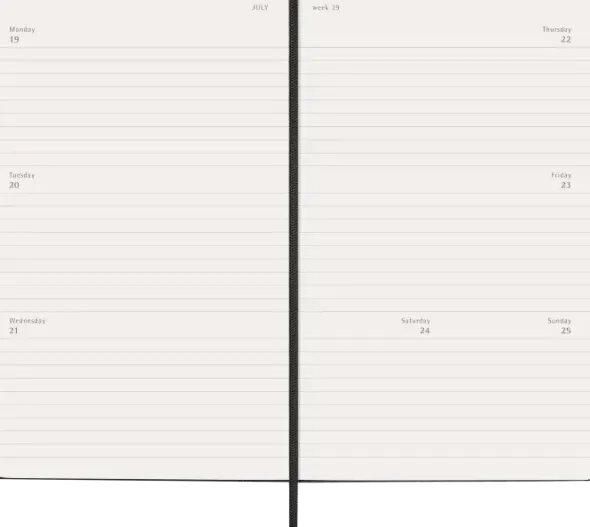 Kalender Moleskine Horizontal Weekly Black hard Large 2027