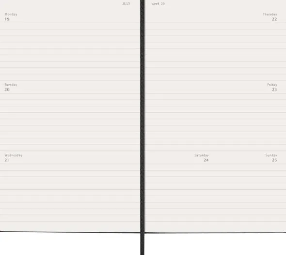 Kalender Moleskine Horizontal Weekly Black Hard Large 26/27