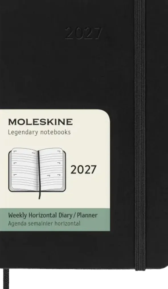 Kalender Moleskine Horizontal Weekly Black Hard pocket 2027