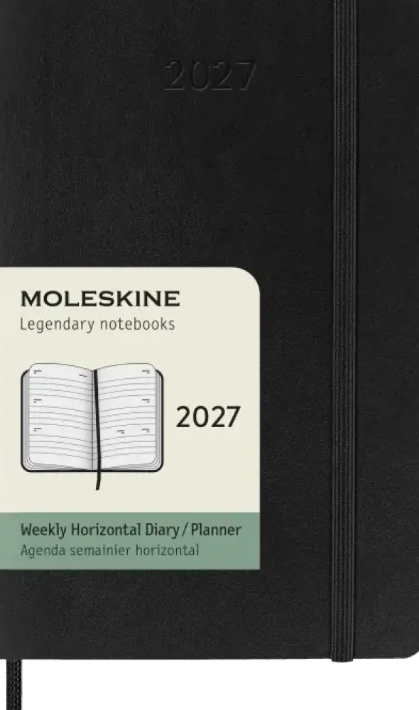 Kalender Moleskine Horizontal Weekly Black Soft Pocket 2027